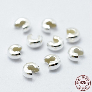 925 Sterling Silver Crimp Beads Cover, Silver, 3mm