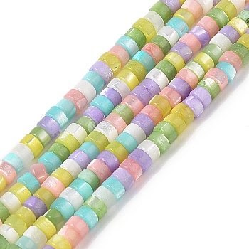 Natural Trochid Shell/Trochus Shell Beads Strands, Dyed, Rondelle, Mixed Color, 3.5~4x2~2.5mm, Hole: 0.9mm, about 155pcs/strand, 15.04''(38.2cm)