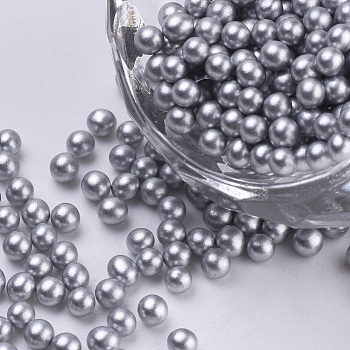 Glass Seed Beads, Baking Varnish, Opaque Colours, For Nail Art Decoration, No Hole/Undrilled, Round, Silver, 2~2.5mm, about 450g/bag