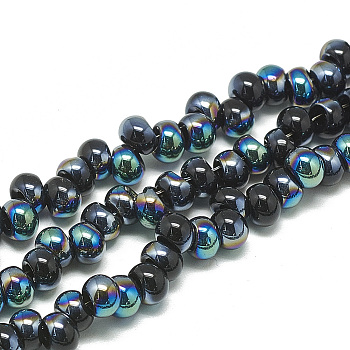 Electroplate Glass Beads Strands, Abacus, Black, 6.5x4.5mm, Hole: 1.8mm, about 100pcs/strand, 13.78 inch