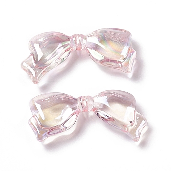 Transparent Acrylic Beads, AB Color, Bowknot, Pink, 14x29x5.5mm, Hole: 1.5mm