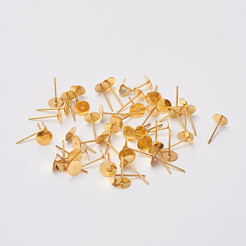Brass Stud Earring Findings, Golden, 12x6mm, Pin: 0.7mm