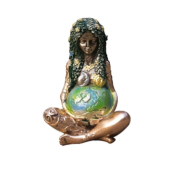 Resin Earth Mother Goddess Statue, for Office Home and Garden Display Decorations, Colorful, 98x150mm