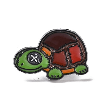 Tortoise Enamel Pin, Animal Alloy Badge for Backpack Clothing, Electrophoresis Black, Colorful, 18x27x2mm, Pin: 1mm