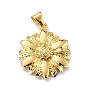 Eco-Friendly Brass Pendants, Long-Lasting Plated, with Natural Pearl, Cadmium Free & Lead Free, Flower, Real 18K Gold Plated, 24x20x3mm, Hole: 4.5x3.4mm