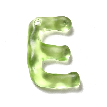 Transparent Resin Alphabet Pendants, Letter Charms, Letter.E, 41~45x33~52.5x8mm, Hole: 3.5mm