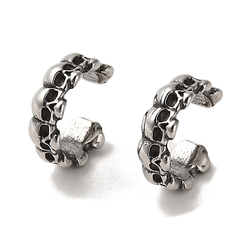 316 Surgical Stainless Steel Cuff Earrings, Non Piercing Earrings, Antique Silver, 13x5x12mm