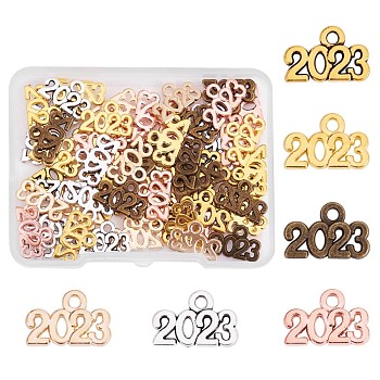 150 Pieces 2023 Year Charms for Graduation Tassel Graduation Charm Pendant Mixed Color for Jewelry Necklace Bracelet Earring Making Crafts, Mixed Color, 14x6x2mm, Hole: 2mm