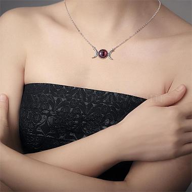 Triple Moon Goddess Cubic Zirconia Pendant Necklace(JN1091F)-7