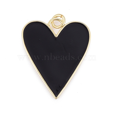 Real 18K Gold Plated Black Heart Brass+Enamel Pendants