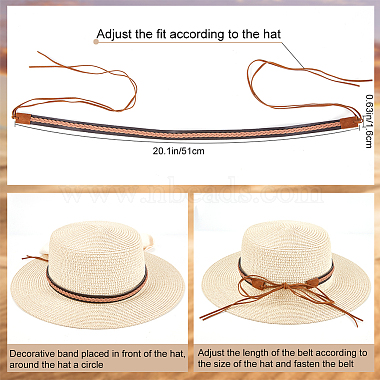 ceinture de chapeau de cowboy du sud-ouest tressée en simili cuir(DIY-WH0449-01)-2