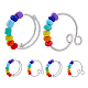 10Pcs 2 Style Rainbow Color Glass Beaded Rotating Open Cuff Rings Set(RJEW-DC0001-15)-1