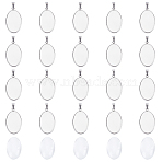 Oval DIY 304 Stainless Steel Pendant Making Kit, Stainless Steel Color, 34.5x20.5x2mm, Hole: 7x3.5mm(DIY-HY0002-39)