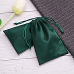 Rectangle Velvet Drawstring Bags, Organza Pouches Gift Jewelry Storage Pouches, Green, 18x13cm(PW-WG89710-03)