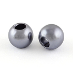 ABS Plastic Imitation Pearl European Beads, Large Hole Rondelle Beads, Slate Gray, 11.5~12x10mm, Hole: 5mm(X-MACR-R530-12mm-A50)