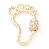 Rack Plating Brass Micro Pave Cubic Zirconia keychain Clasps, Footprint, Golden, 27x19mm(KK-K374-03F-G)