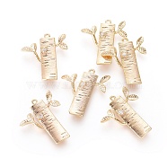 Brass Cubic Zirconia Pendants, Tree, Clear, Real 18K Gold Plated, 24x21x3mm, Hole: 1mm(ZIRC-G151-05G)