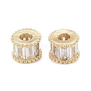 Brass Micro Pave Clear Cubic Zirconia Beads, with Enamel and Jump Ring, Long-Lasting Plated, Rondelle, Real 18K Gold Plated, 7x5.5mm, Hole: 2.4mm(ZIRC-L101-08G)