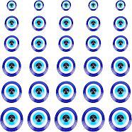 Resin Evil Eye Cabochons, Half Round/Dome, Blue, 8~18x3.5~5.5mm, 300pcs/box(CRES-NB0001-15)