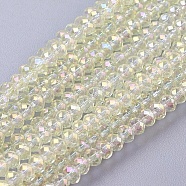 Electroplate Glass Beads Strands, AB Color Plated, Faceted, Rondelle, Beige, 3x2mm, Hole: 1mm, about 165~169pcs/strand, 15~16 inch(38~40cm)(EGLA-D020-3x2mm-70)