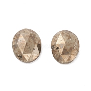 Natural Pyrite Cabochons, Faceted, Oval, 12x10x4mm(G-A205-02B)