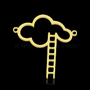 201 Stainless Steel Links Connectors, Cloud with Ladder, Real 18K Gold Plated, 29x28.5x1mm, Hole: 1.4mm(STAS-N090-LA889-2)