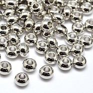 Brass Flat Round Spacer Beads, Platinum, 6x4mm, Hole: 2mm(X-KK-M085-18P-NR)