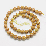 Natural Petrified Wood Beads Strands, Dyed, Faceted, Round, 8mm, Hole: 1mm; about 46pcs/strand, 15.75 inches(G-G542-8mm-06)
