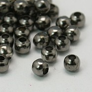Iron Spacer Beads, Round, Gunmetal, 4mm, Hole: 1.5mm, about 535pcs/50g(X-IFIN-E148Y-B)