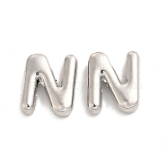 Alloy Beads, Long-Lasting Plated, Cadmium Free & Lead Free, Letter, Letter.N, 14x12x4.5mm, Hole: 2mm(PALLOY-E024-28N-P)