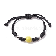 Adjustable Nylon Thread Braided Bead Bracelets, with Acrylic & Alloy Beads, Tennis, Inner Diameter: 3-5/8 inch(9.3cm)(BJEW-JB10079-04)