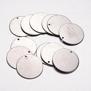 304 Stainless Steel Pendants, Stamping Blank Tag Pendants, Flat Round, Stainless Steel Color, 23x1mm, Hole: 1.5mm(X-STAS-G062-09)
