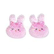 Transparent Epoxy Resin Decoden Cabochons, with Paillettes, Rabbit, Hot Pink, 21.5x17x6mm(CRES-I030-02B)