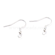 304 Stainless Steel Earring Hooks, Ear Wire, with Horizontal Loop, 925 Sterling Silver Plated, 20x20x3mm, Hole: 2mm, 21 Gauge, Pin: 0.7mm(STAS-T031-17S)