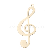 Long-Lasting Plated Brass Filigree Pendants, Musical Note Charm, Light Gold, 34.5x13x0.3mm, Hole: 1.2mm(KK-K336-41KCG)
