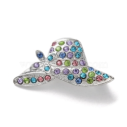 Fashion Platinum Zinc Alloy Enamel Pins, Rhinestones Brooches for Backpack Clothes, Hat, 20x39mm(JEWB-D068-01P-01)