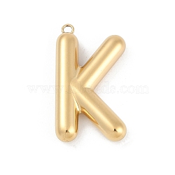 304 Stainless Steel Pendants, Ion Plating(IP), Letter Charm, Letter K, 38x21.5x7mm, hole: 2.2mm(STAS-I325-146G-K)