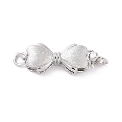 Brass Box Clasps, Textured, Bowknot, Platinum, 20.5x7.5x4.5mm, Hole: 2.3mm(KK-G427-02P)