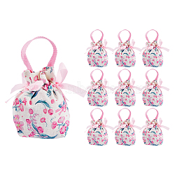 10Pcs Cloth Flower Print Drawstring Pouches, Candy Gift Tote Bags Christmas Party Wedding Favors Bags, Pink, 15x15cm(ABAG-DC0001-09B)