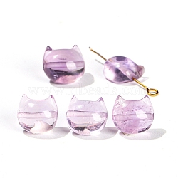 Natural Amethyst Faceless Cat Head Beads, 10~15mm(PW-WGB8F95-01)