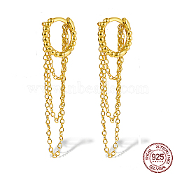 925 Sterling Silver Hoop Earrings, Chains Tassel Earrings, Real 18K Gold Plated, 36mm(BK6776-1)