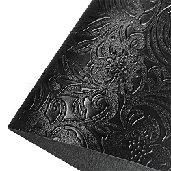 Embossed Flower Pattern Imitation Leather Fabric, for DIY Leather Crafts, Bags Making Accessories, Black, 30x135cm(PW-WG18445-01)