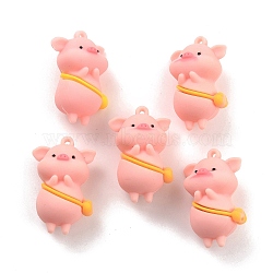 PVC Pendants, for DIY Keychain Making, Pig with Bag, Pink, 44x28x21mm, Hole: 2.5mm(X-FIND-B002-03)