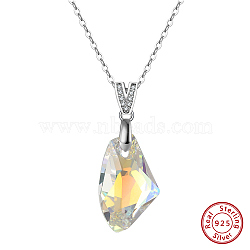 925 Sterling Silver Glass Pendant Necklaces, Nuggets, 17.91 inch(45.5cm), Pendant: 19x11.5mm(NJEW-C048-01E)