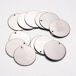 Tarnish Resistant 304 Stainless Steel Pendants, Stamping Blank Tag Pendants, Flat Round, Stainless Steel Color, 23x1mm, Hole: 1.5mm(X-STAS-G062-09)