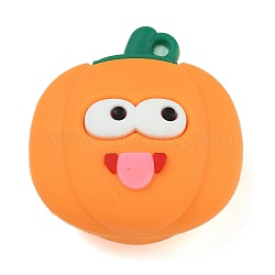 PVC Pendants, Vegetable, for Keychain, Pumpkin, 36x34x18.5mm, Hole: 3mm(FIND-R001-05H)