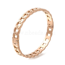 304 Stainless Steel Curb Chains Hinged Bangles, Hollow Bangle for Women, Rose Gold, Inner Diameter:2-3/8x2inch(6x4.95cm)(STAS-M075-06RG)