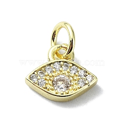 Eye Theme Brass Micro Pave Cubic Zirconia Charms, with Jump Ring, Real 18K Gold Plated, Eye, 8x9.5x2mm, Hole: 3mm(KK-H475-58G-06)