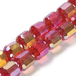 Electroplate Glass Beads Strands, Faceted, Column, Red, 6x6.5mm, Hole: 1mm, about 72pcs/strand, 20.87''(53cm)(EGLA-D030-19A)