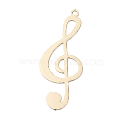 Long-Lasting Plated Brass Filigree Pendants, Musical Note Charm, Light Gold, 34.5x13x0.3mm, Hole: 1.2mm(KK-K336-41KCG)